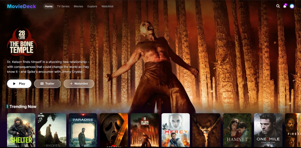 MovieDeck Streaming site preview